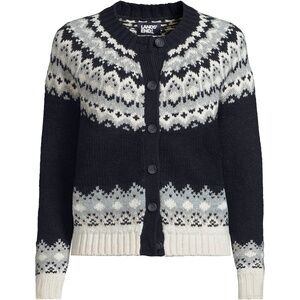 Women's Lofty Fair Isle Cardigan Sweater Lands' End New